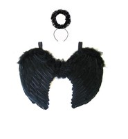 One4all Buy® Large Black Feather Angel Fairy Wings And Halo - Dark Angel Fancy One4all Buy® Large Black Feather Angel Fairy Wings And Halo - Dark Angel Fancy