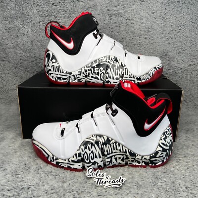 Nike Zoom Lebron 4 Basketball Size 11 Men White Black University Red DJ4888-100