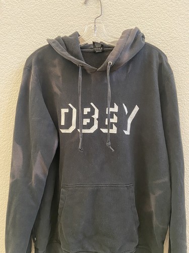 Obey Sweatshirt Hoodie Black Pull Over 