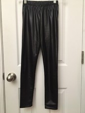 Girls Shiny Wet Look Leggings Kids Metallic Size 150 10-12 US See Description 