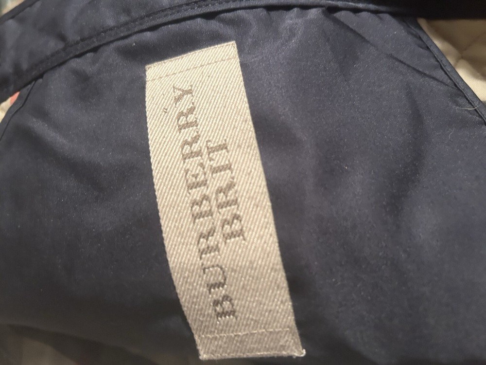 BURBERRY BRIT BLACK DIAMOND QUILTED JACKET WOMEN SZ LARGE NOVA CHECK LINING