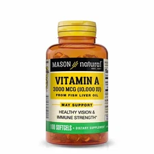 Mason Natural Vitamin A 3000 mcg (10000 IU) - from Fish Liver Oil, 100 Softgels