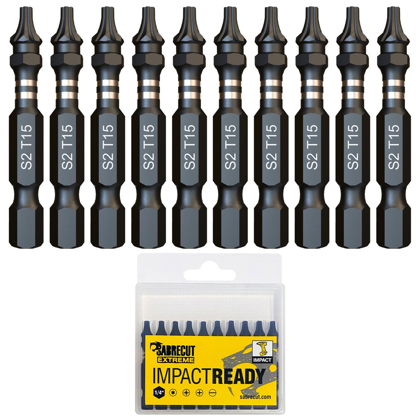 10x 50mm SabreCut T15 Torx Impact Drill Driver Screwdriver Bits Set PROFESSIONAL