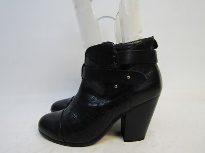 RAG & BONE Size 37 EUR Black Leather Buckle Ankle Fashion Boots Bootie