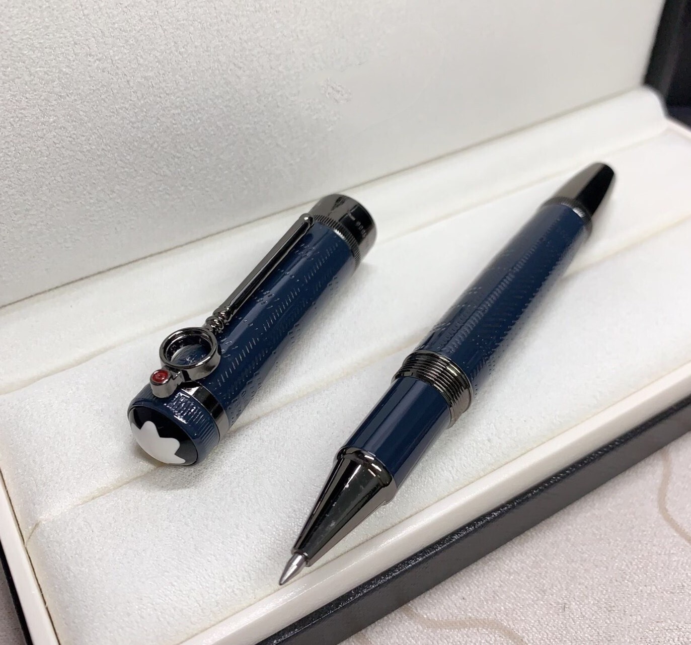Deluxe Writers Series Blue - Grey Clip 0.7mm Rollerball Pen No Box