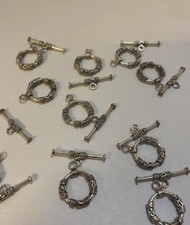 Silver Pewter Toggle Clasps Antique Finish Jewelry Making 2-piece 10 Sets PTC