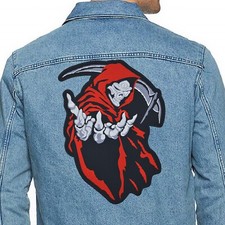 Grim Reaper back patch. Embroidered patch Death with scythe. Satan style.