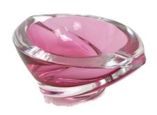Beautiful Art Glass Ashtray Cranberry Murano Italy Italian Gorgeous