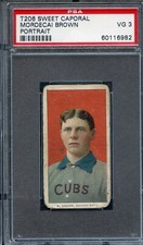 1909-11 T-206 Mordecai Brown Portrait PSA 3 Sweet Caporal 150 Subjects Back HOF