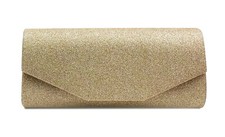 Women's Glitter Clutch Bag Chain Diamante Evening Prom Bridal Wedding Handbag UK