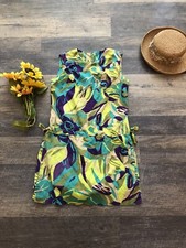 VTG 60  s Liberty Circle Romper Playsuit Jumpsuit Green, Turquoise, Multi S/M