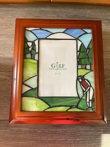 Stained Glass Golf Motif wood accessory box jewelry  picture photo frame lined