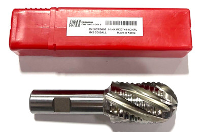 ProCut 1-1/4'' Cobalt M42 Ball Nose Roughing End Mill 6 Flute Coarse Center Cut