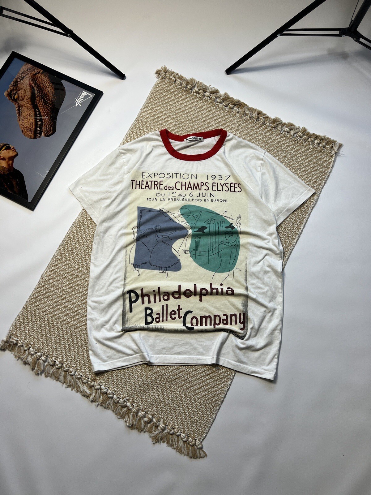 RARE Acne Studios Esmeta Printed T-Shirt Size M White Mens Philadelphia Ballet