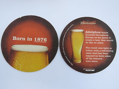 Bier Untersetzer ~ Anheuser Busch Budweiser ~ Born IN 1876 Aus Adolphus Quest