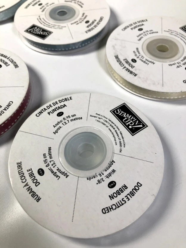 Stampin' Up Double Stitched Ribbon Red, Soft Sky Blue, Tan 1/4" 90 Yards Lot 6 - Image 3 of 4