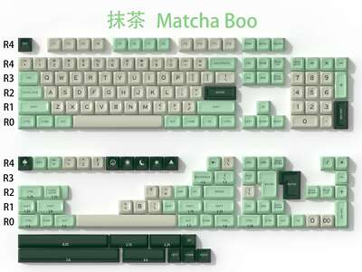 Green White Matcha Boo SA Profile Double Shot ABS Keycap Set