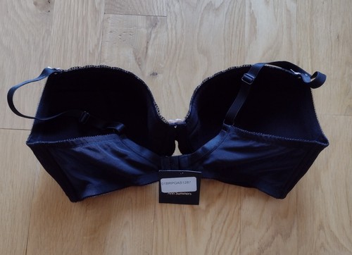 Ann Summers 38G Black Lace Plunge Balconette 3 Part Cup Mesh Back UW Bra NWT - Picture 2 of 2