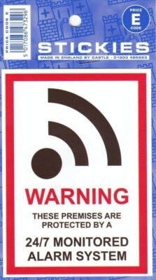 Warnaufkleber` Diese Räumlichkeiten sind durch eine 24/7 überwachte Alarmanlage geschützt 