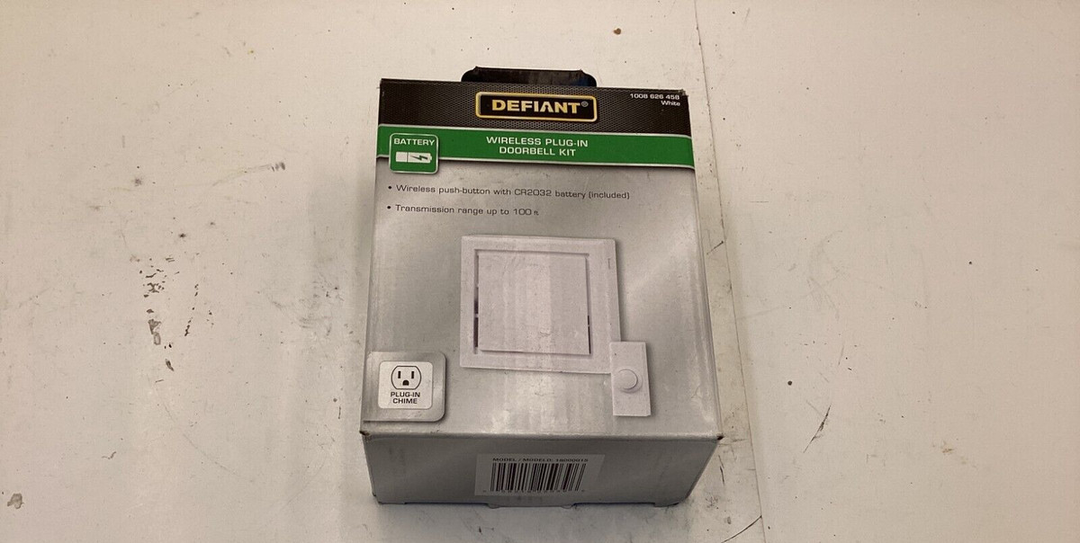 QTY 1) DEFIANT WIRELESS PLUG IN DOORBELL 1108 626 458 WHITE - FAST  