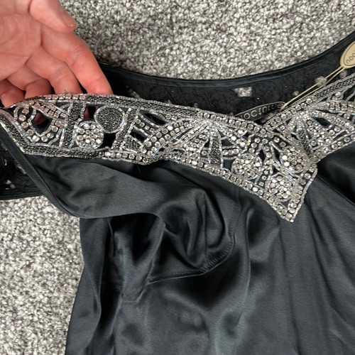 Nocturne Womens Evening Silk Dress Size 10 UK 6 US M Beaded Rhinestones - Picture 4 of 17
