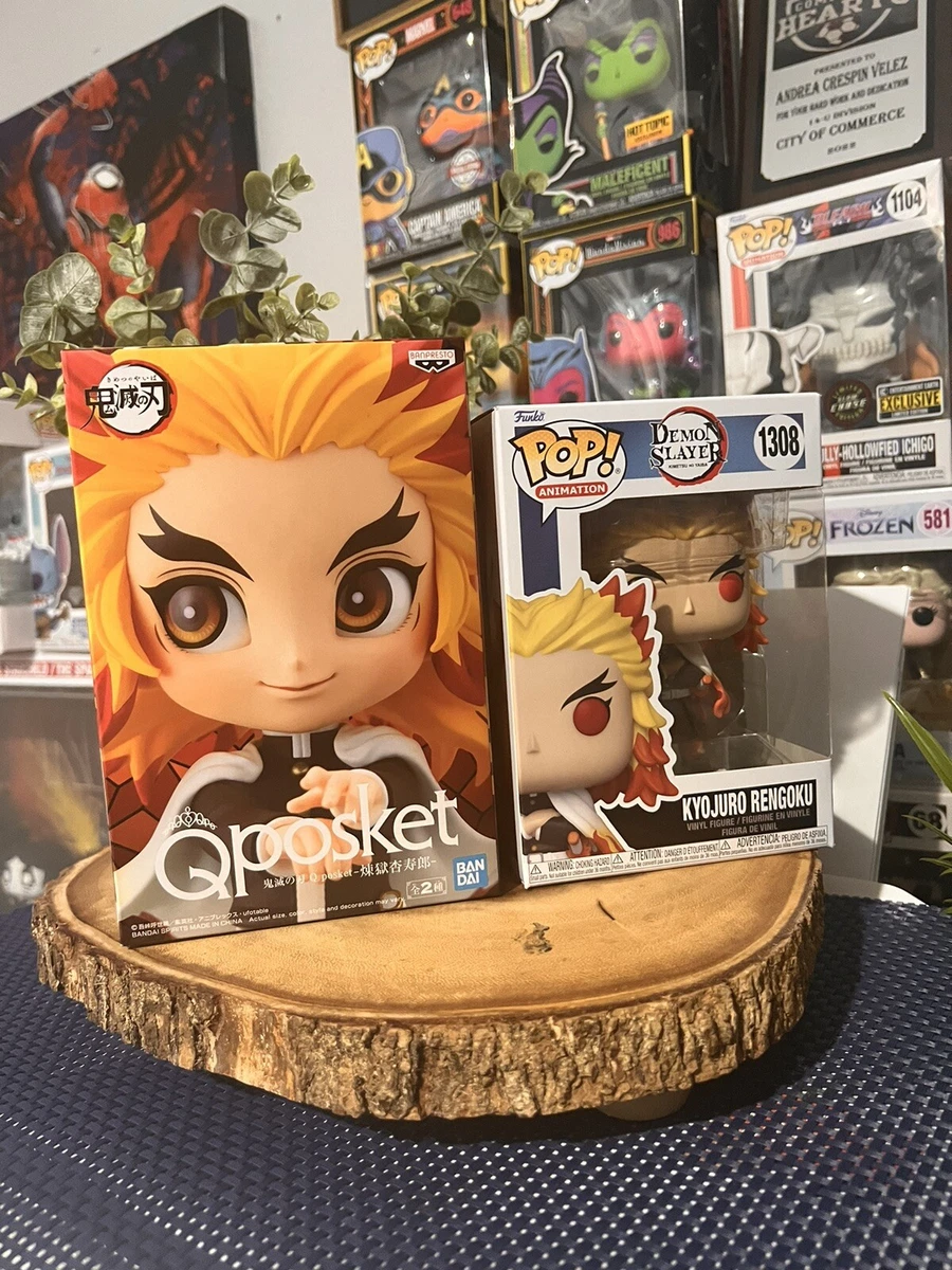 Demon Slayer Kimetsu no Yaiba Kyojuro Rengoku Q Posket Statue and funko pop 42