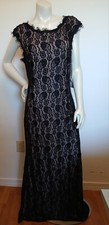 B A Betsy And Adam Black Paisley Lace Size 16 Body Con Formal Dress Wedding NEW