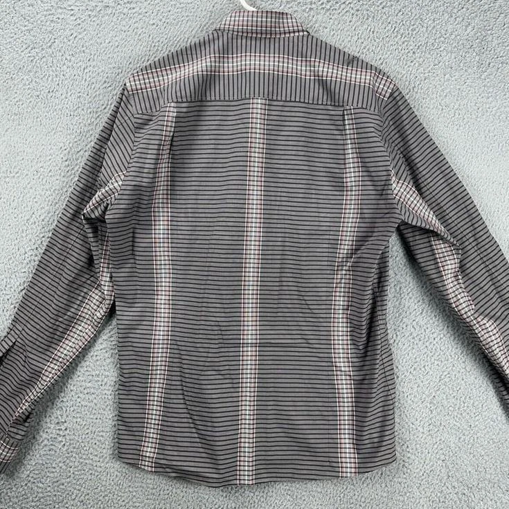 Boss Hugo Boss Shirt Mens Large Grey Pinstripe Slim Fit Button Up Long Sleeve - Image 2 of 4