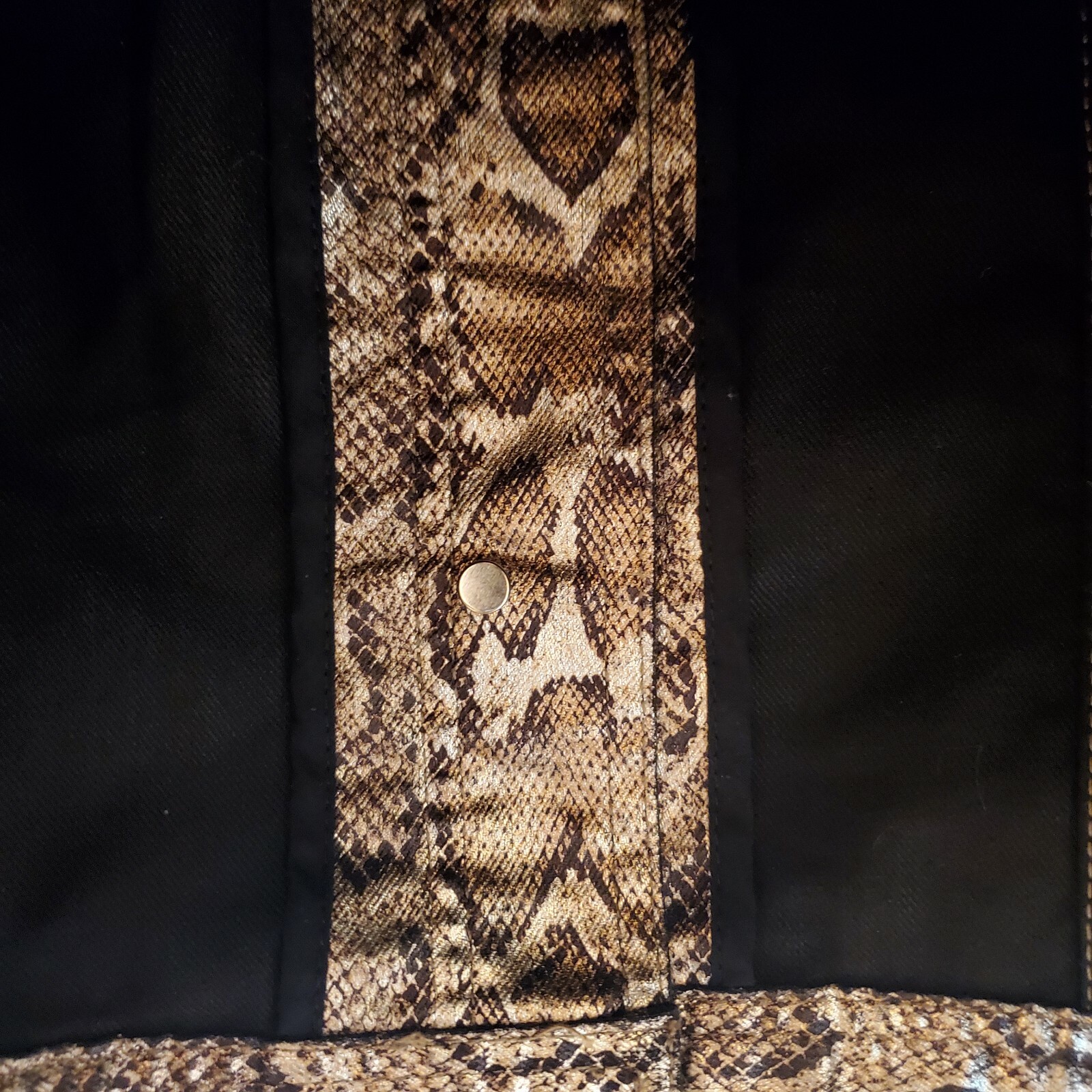 Chicos Denim Jacket Python Snake Metallic Print G… - image 6