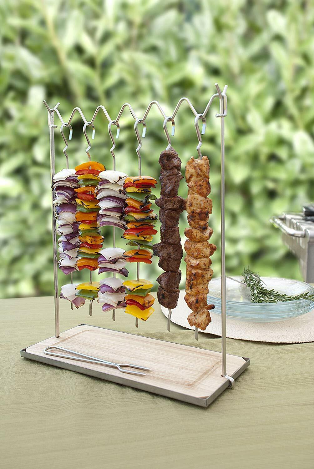 Skewer stand For BBQ Skewers Skewer Carrier With Wood Handle