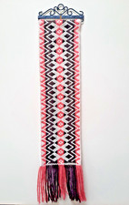 Swedish pink and brown wool wall hanging