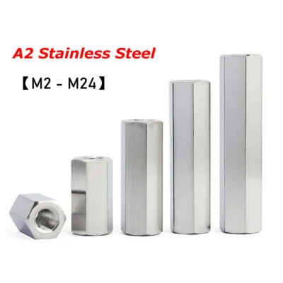 M2 - M24 A2 304 Stainless Hex Female-Female Spacers Standoff Pillar PCB Stud Nut