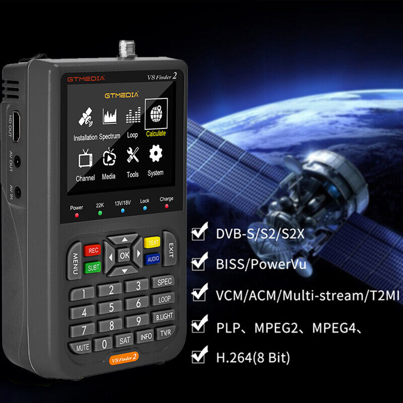 GTMEDIA V8 FTA DVB-S2/S2X Sat finder Digital Satelliten Signal Meter 3.5" LCD DE