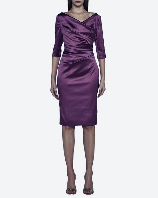talbot runhof purple dress Talbot Runhof Gathered Satin Minidress | Purple