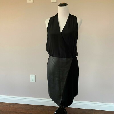 tibi silk halter dress NWOT Black and Leather Jersey Combo SZ 8 Belly dancing