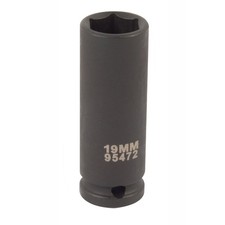 STEELMAN 1/2-Inch Drive x 19mm Deep Well 6-Point Metric Impact Socket, 95472