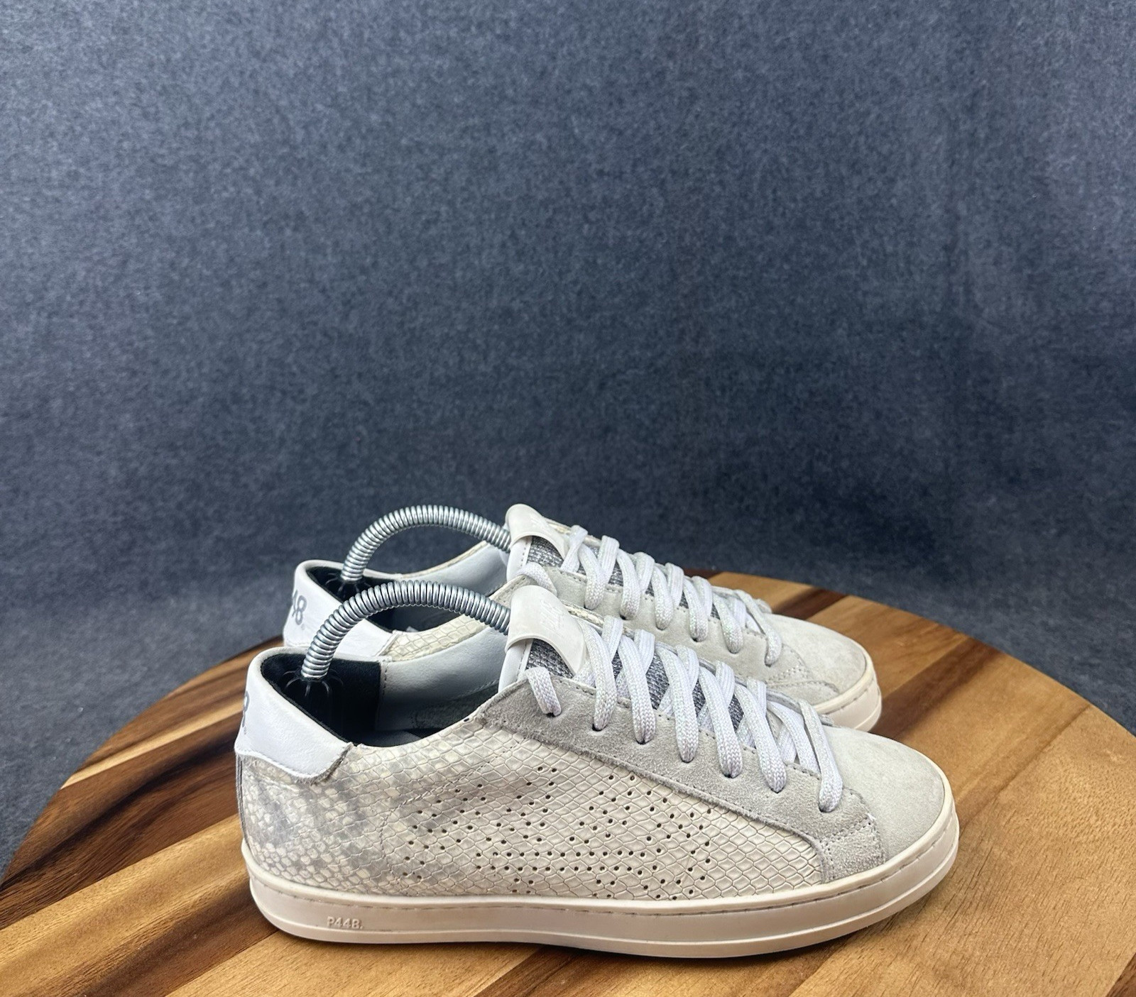 P448 John Embossed Leather Snake Python Suede Sne… - image 1