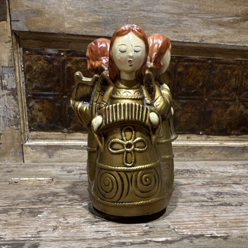 Musical Gold Angel Musician Figurines Trio Harp Horn Flute