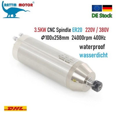 【DE】CNC Spindel 3.5Kw 220V 380V Water Cooled Spindle Motor ER20 Waterproof