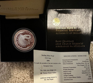 IRELAND 2004 10 Euro Silver Proof w Box Case & COA Celtic Swan Sterling Coin