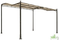 GAZEBO PERGOLA TETTOIA ADDOSSATA ACCIAIO PATIO 2.5X3MT A MURO PARETE TELO BIANCO