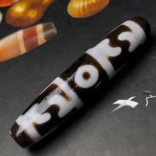 Rare Tibetan Buddhism Agate 3 Eye Lotus Mage Faqi Dzi Bead Amulet Pendant z1753