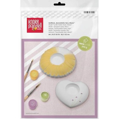 Knorr Prandell Gips Gießform - Herz & Blume Kerzenhalter 105-115 mm
