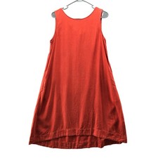 Uniqlo Linen Blend Dress Size M Rust Tank Dress Sleeveless Lace Up Back