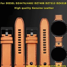 Vintage Leather Watch Strap for Diesel DZ4476 DZ7408 26 28mm Brown Rivet Strap