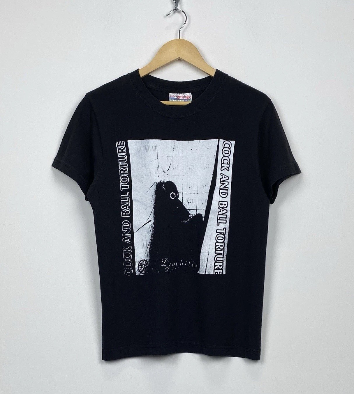 Vintage Cock And Ball Torture T-Shirt Horror Graphic Rock Black Size M 90’s Top