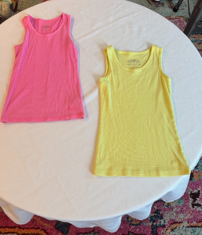 Justice Girls Size 10 Ribbed Tank Tops Lot of 2 Pink Yellow Basics