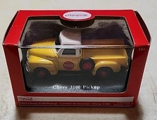 Coca-Cola MotorCity Classics 1:72 1953 Chevy 3100 Yellow Pickup Diecast Model