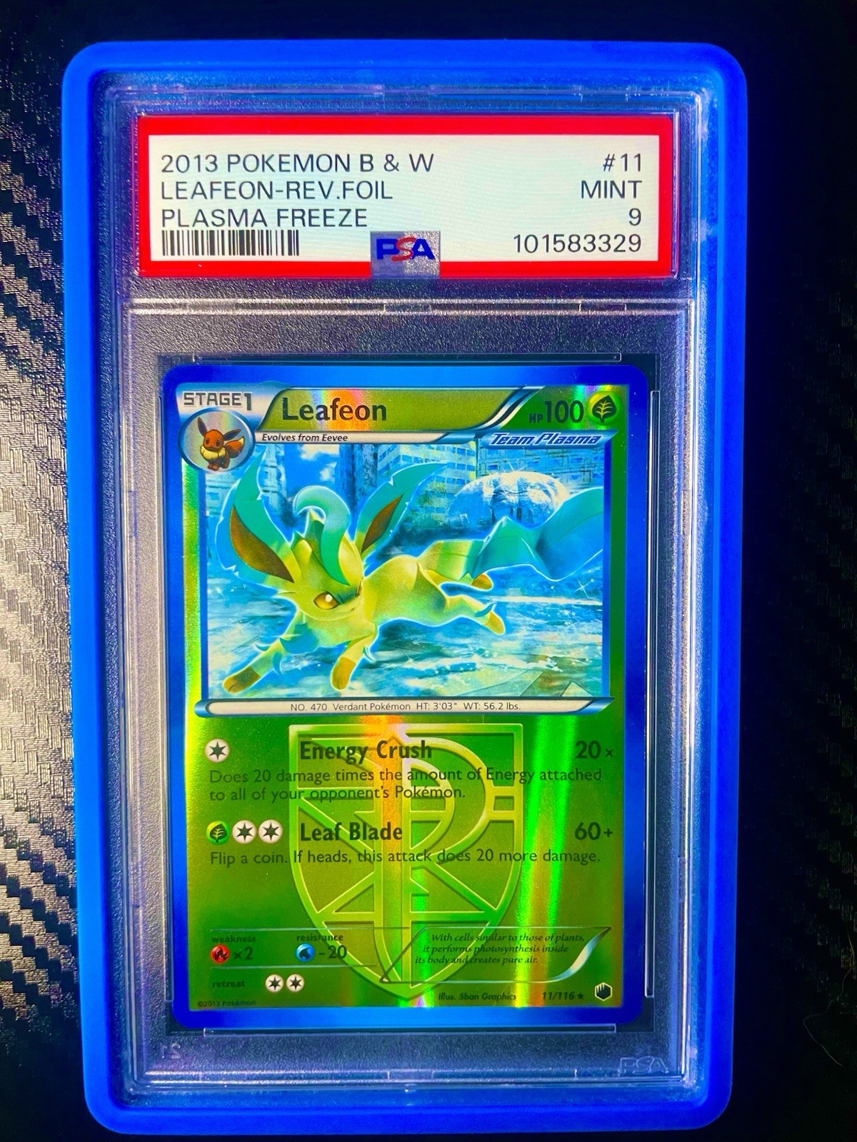Leafeon (Team Plasma) 11/116 Plasma Freeze Reverse Holo Pokémon 2013 PSA 9
