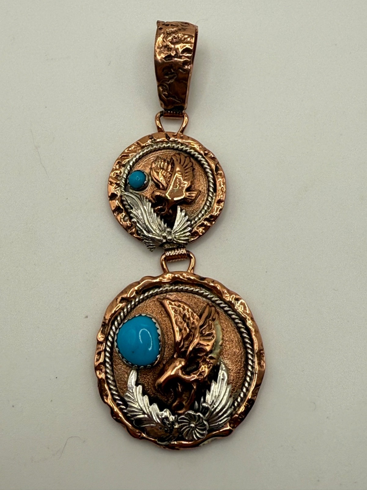 Native American Signed Running Bear Turquoise Ste… - image 1